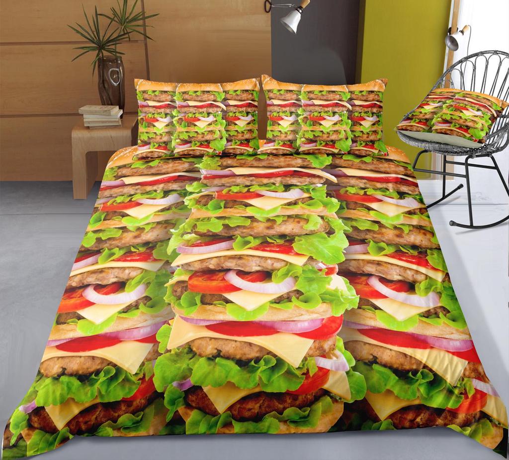 2023 New style 3D Foods Printing Duvet Cover Microfiber Soft Bedding Cover Set Teens Boys Delicious Bedding Sets Polyester Pillowcase