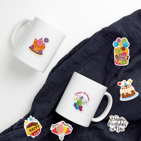 Yousheng 50Pcs Birthday Stickers Various Hat Balloon Blessings Birthday Cake Cute Decals Waterproof DIY Decoration PVC Cartoon Stickers Luggage Case