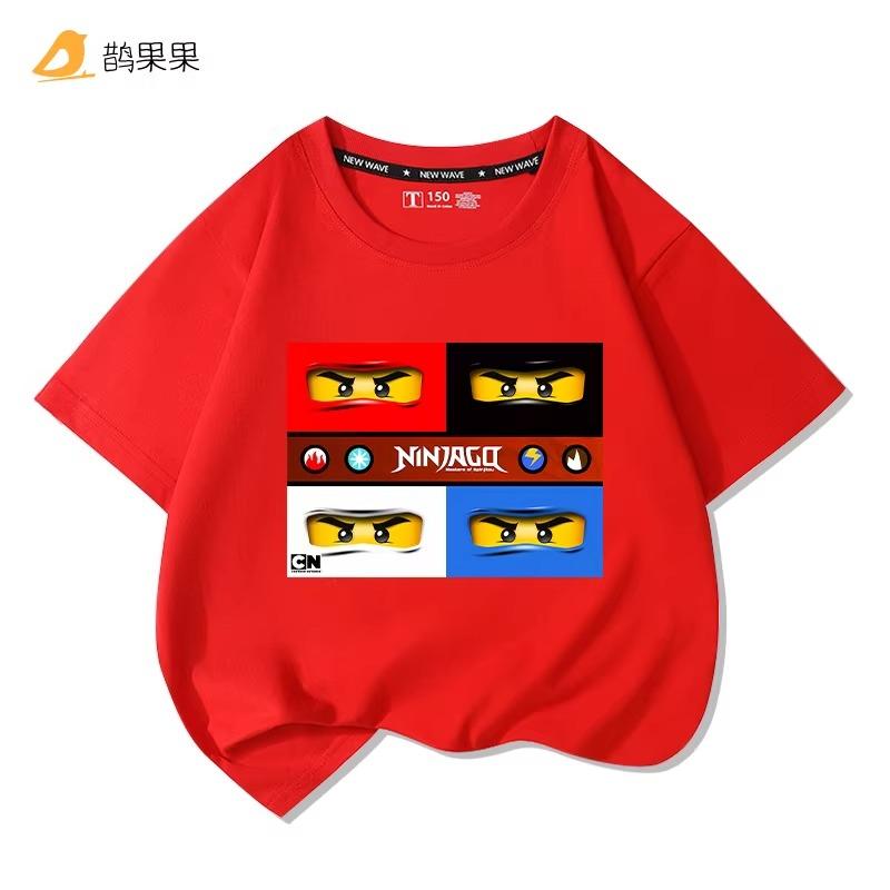Phantom Ninja Limited Edition Printed T-Shirt for Big Boys and Girls - Children's Summer Cotton Short-Sleeved Shirt