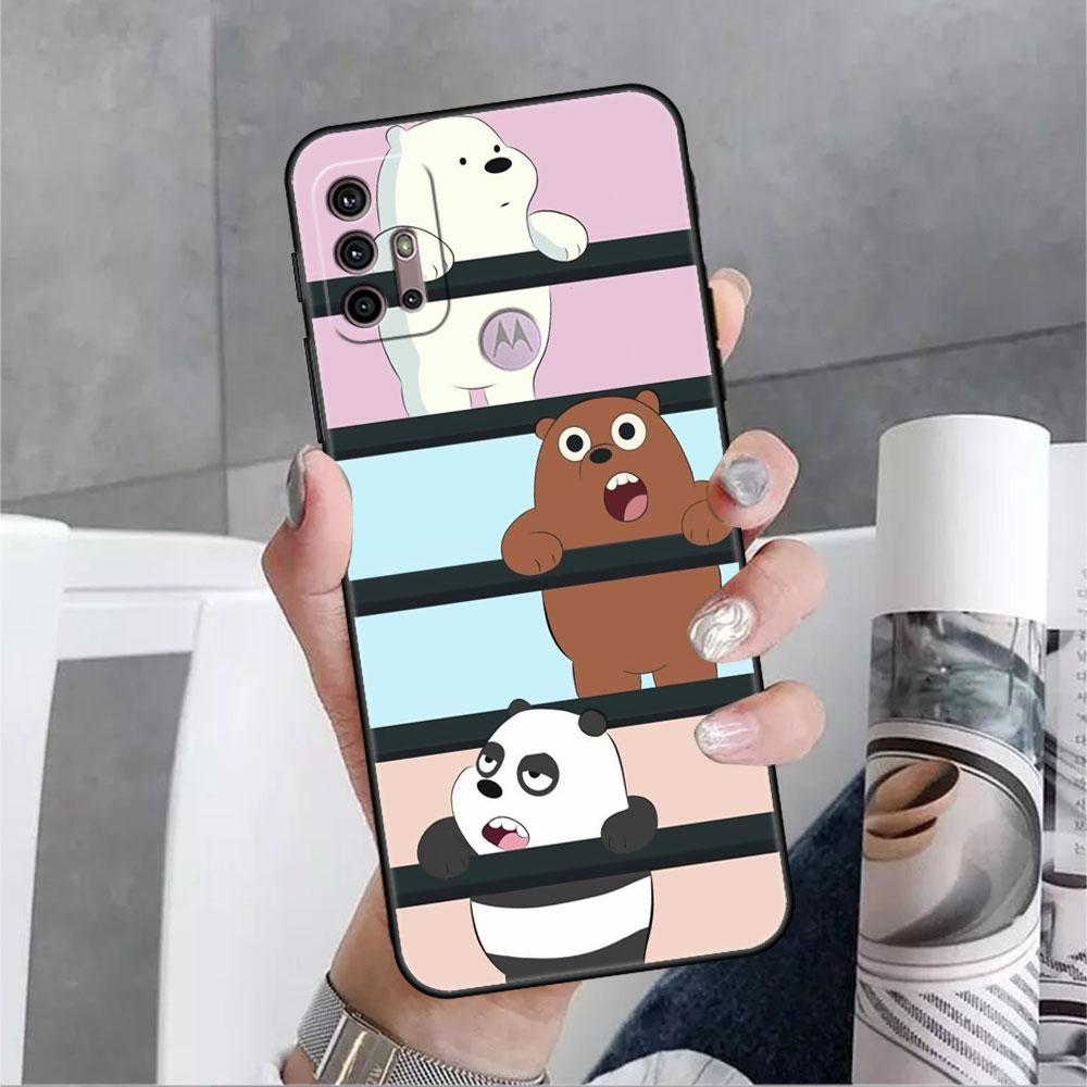 Roztomilé pouzdro We Bare Bears pro Motorola G30 G60 Edge 20 G9 G22 G8 Power G31 G500 G50 30 Pro Black Capas pro měkký telefon