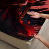 3pcs Fitted Sheet Set Samurai Warrior 3D Printed Red Moon And Shadow Bed Sheet With Pillowcases For Bedroom Decor