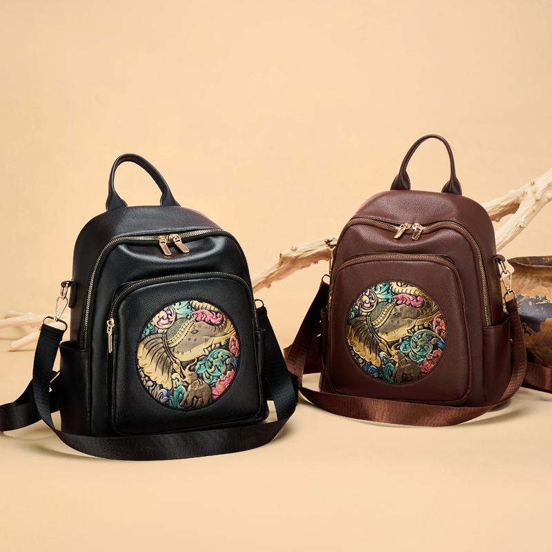Damski plecak podróżny z nadrukiem PU, duża pojemność, wielofunkcyjny, na ramię, crossbody