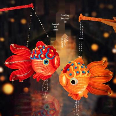 Goldfish Koi Luminous Mid-Autumn Festival Lantern: Handmade DIY Twisty Stick Handheld Flower Lamp
