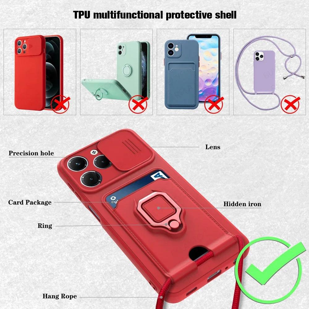 Sliding Camera Protection Case for Infinix Hot 40 Pro Note 40 Pro Plus 30 Spark 2024 Vehicle Magnetic Bracket Card Wallet Shell
