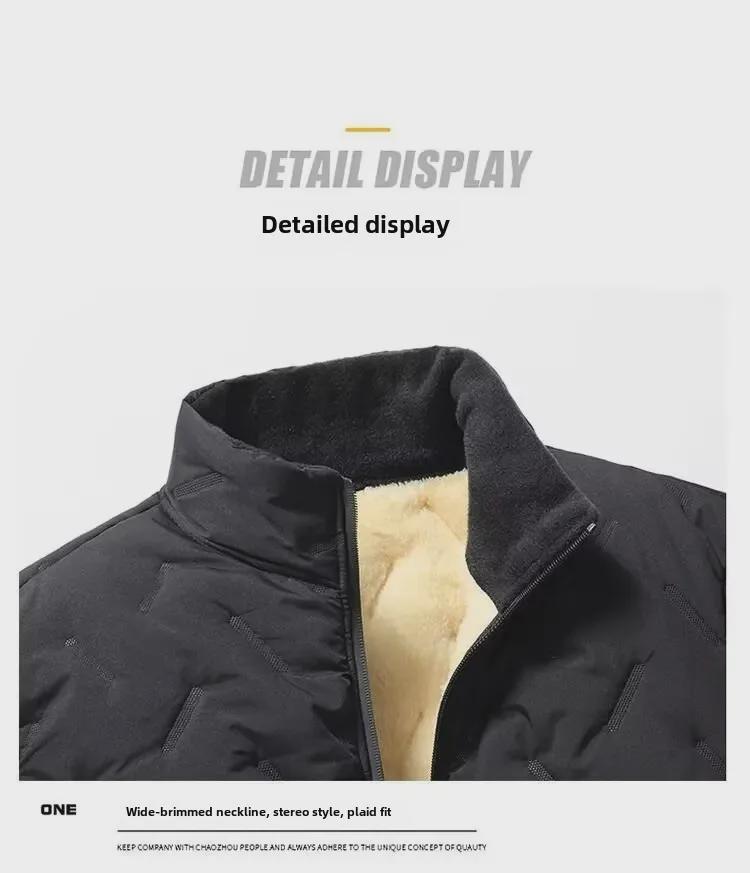 Men's Large Ultrasoft Lambskin Cotton Coat – Warm, Velvet-Lined, Thickened, Casual, Loose-Fit Jacket