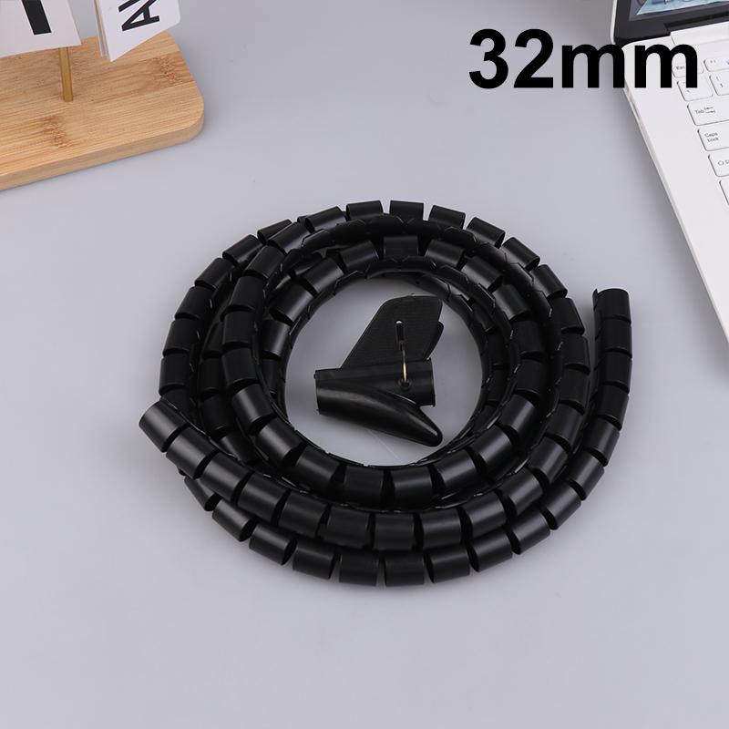 2m Cable Organizer Flexible Spiral Cable Wire Protector Computer Cord Protective Tube Clip Organizer Management Tools 16/10mm