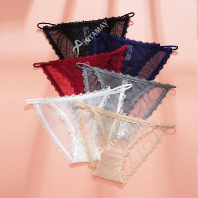 Dessous-Spitzen-Slips zum Spleißen, Übergröße, mittlere Taille, Mädchen-Unterwäsche ohne Spuren, aus reiner Baumwolle im Schritt, dreieckige Damen-Unterwäsche