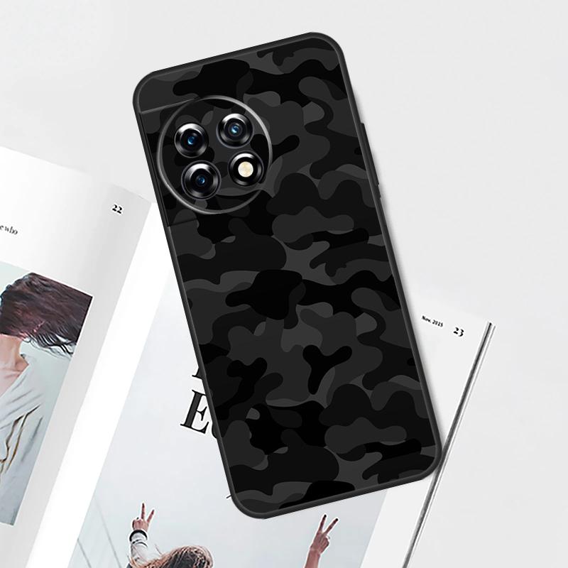 Black Night Camo Camouflage For OnePlus 12 11 9 10 Pro 8T 9RT 10T 10R 12R OnePlus Nord 3 2T CE 2 Lite N10 N20 N200 Case