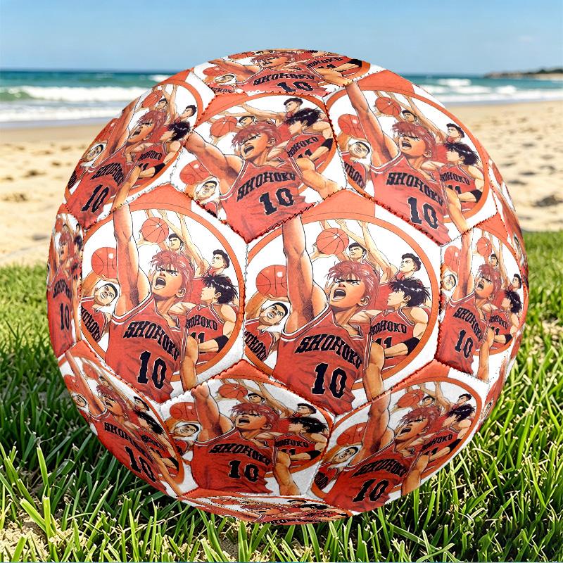 SLAM DUNK Print Size 5 Soccer Ball, PU Wear Resistant Football for Match Training and Daily Practice, Birthday Gift for Soccer Fans