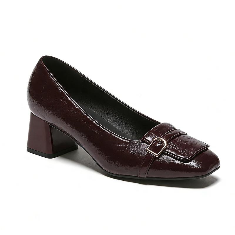 Fashion High Heels Women Party Shoes Elegant Ladies Brand Shoes Black White Brown Square Heel 5cm Plus Size 43