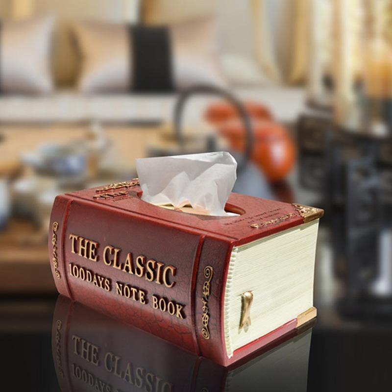 

Book Tissue Box Vintage Tissues Boxes Aesthetic Luxury Napkins Storage Case Decorative Elegant Multifunctional Napkin Cases червоний