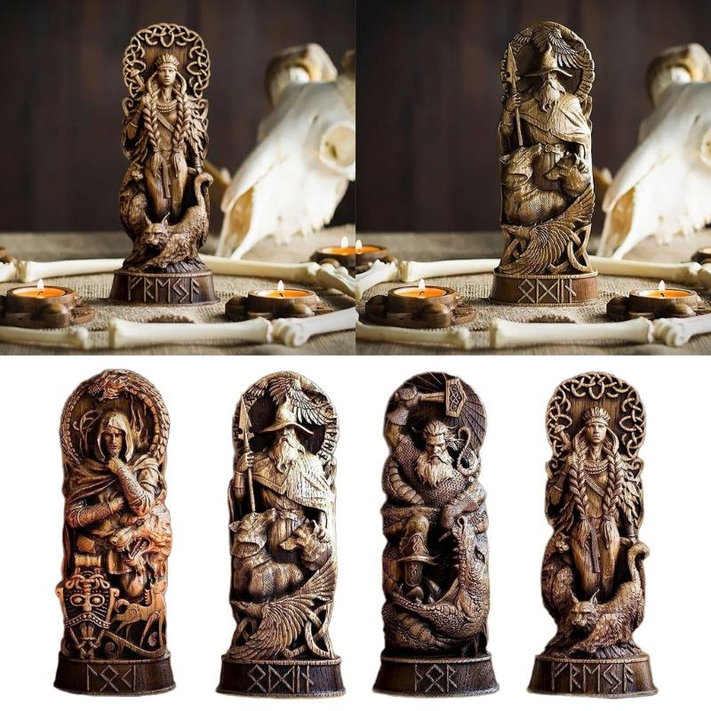 Norses God Statue Odin,Thors,Loki,Freyja Figurines Scandinavian Pantheons Ornament Table Centrepieces Home Decors
