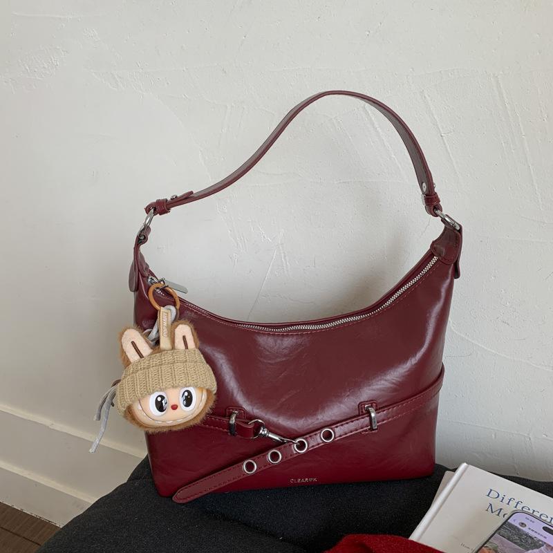 Women's bag 2025 autumn and winter new retro shoulder messenger bag belt decoration simple commuter underarm bag wholesale
