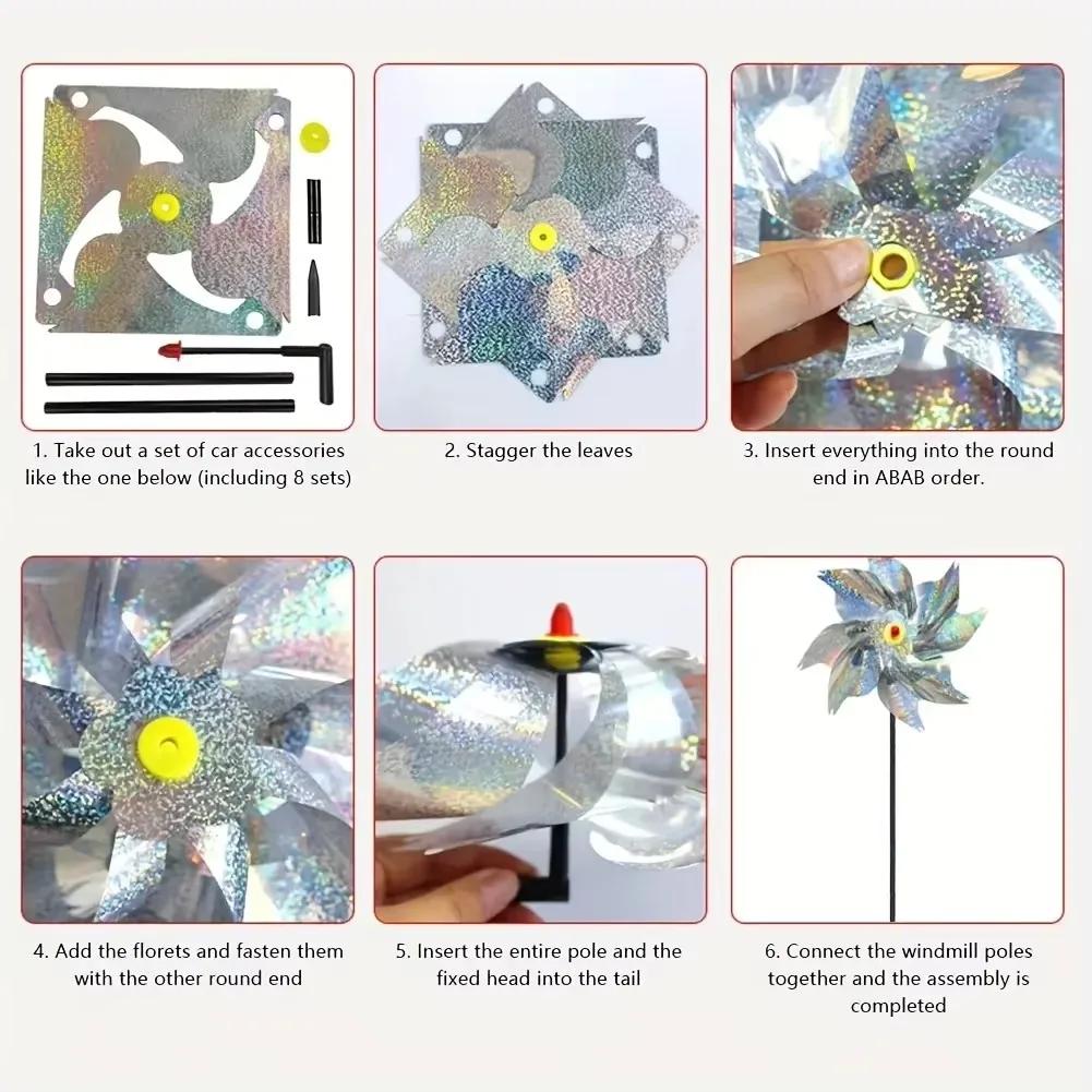 5PCS Bird Repeller Reflective Windmill Bird Repellent Anti Birds Windmill Spinner Child Windmill Garden Orchard Protection