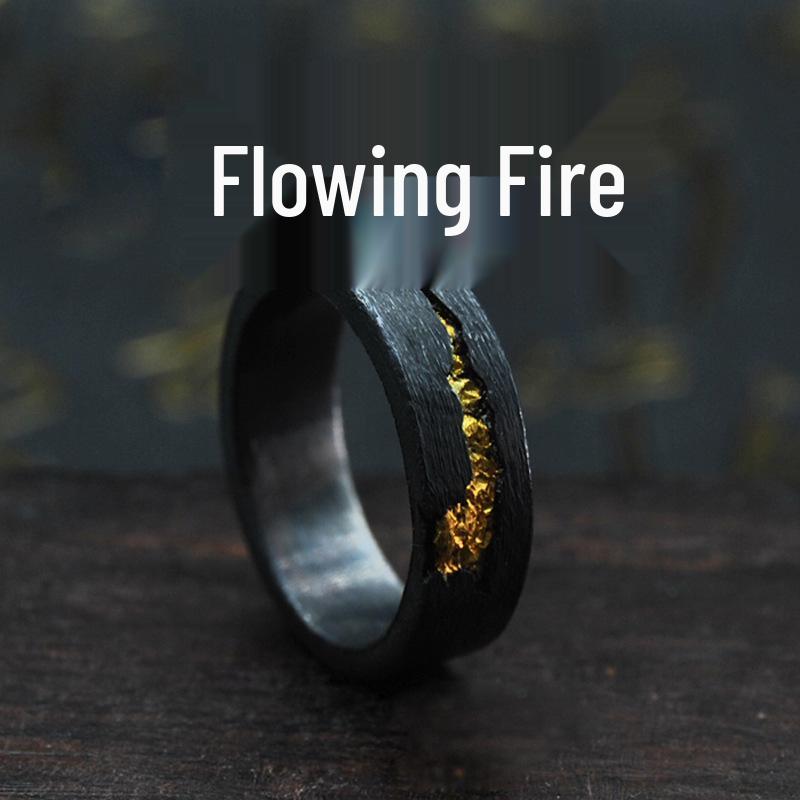 Chiba Lux Black Lightning Ring: Unique Open Design for Couples