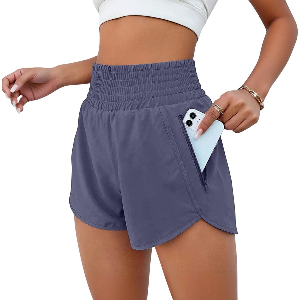 Women's Fashion High Waist Sports Running Yoga Belt Lined Adult Casual Shorts