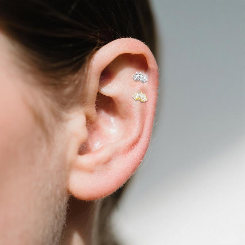 Gaibei 3D Fan-Shaped Lotus Ear Cartilage Stud Piercing Jewelry