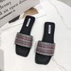 Slippers Women's Summer New Bright Rhinestone Flat Bottom Cool Slippers Women Wear Fashionable Soft Bottom One-word Drag Fairy Sandals