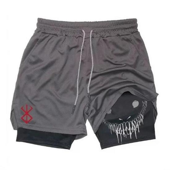 Dragon Ball Series Men's Funny Face Double Layer Basketball & Running Shorts