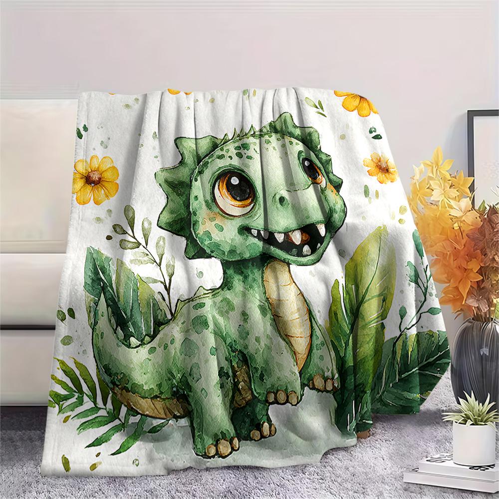 Dinosaur Print Flannel Blanket, High quality Comfortable for All Seasons, Home Decor, Warmth and Comfort, Perfect for Christmas Gifts