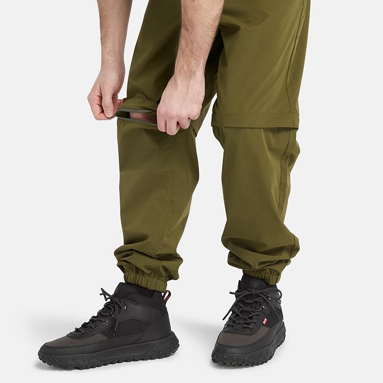 Timberland Water-Resistant Casual Detachable Pants Men pants Dark-Olive-Green A6THP-302