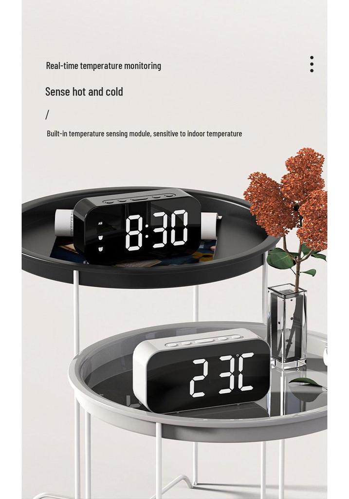 Minimalist Dual-Use LED Alarm Clock with Voice Control and Temperature Display