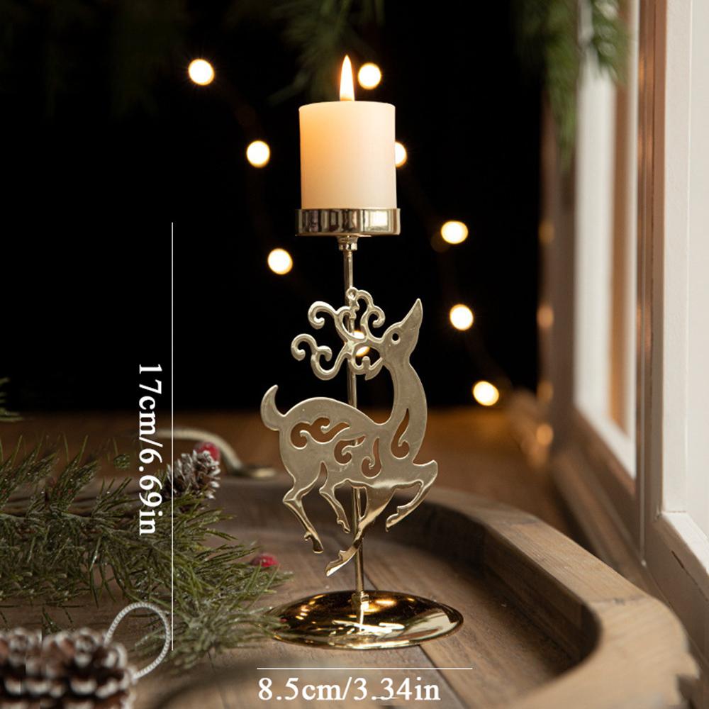 

Подсвечник в виде елки в стиле ретро со звездой и оленем, рождественский золотой подсвечник из кованого железа, украшение стола на Новый год и Рождество