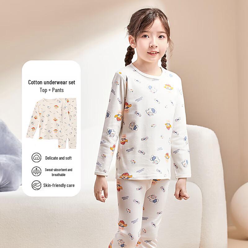 Hongdou Kids' 100% Cotton Thin Thermal Underwear Set
