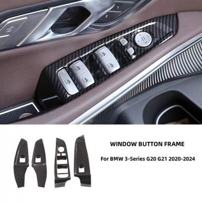 4 st kolfiberfönsterhisspanel dekorationsskydd set för BMW 3-serie G20 G21 330i