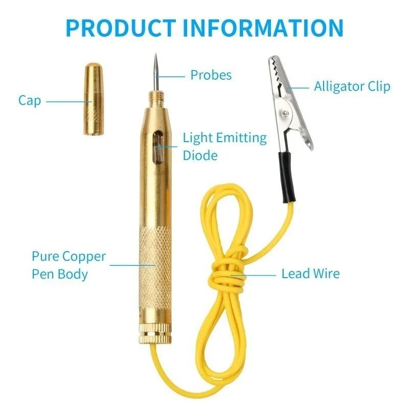Car Circuit Fuse Voltage Tester A Set DC 6V/12V/24V for Test Light Probe Pen Cable and Clip Circuit Tester 1pcs