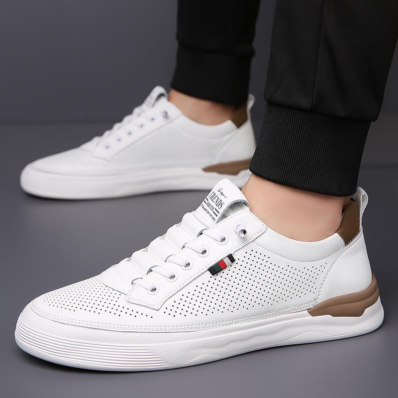 High Quality Men Flat Designer Casual Leather Shoes Summer Fashion Comfortable Antiskid Oxford Shoes Breathable Skateboard Shoes