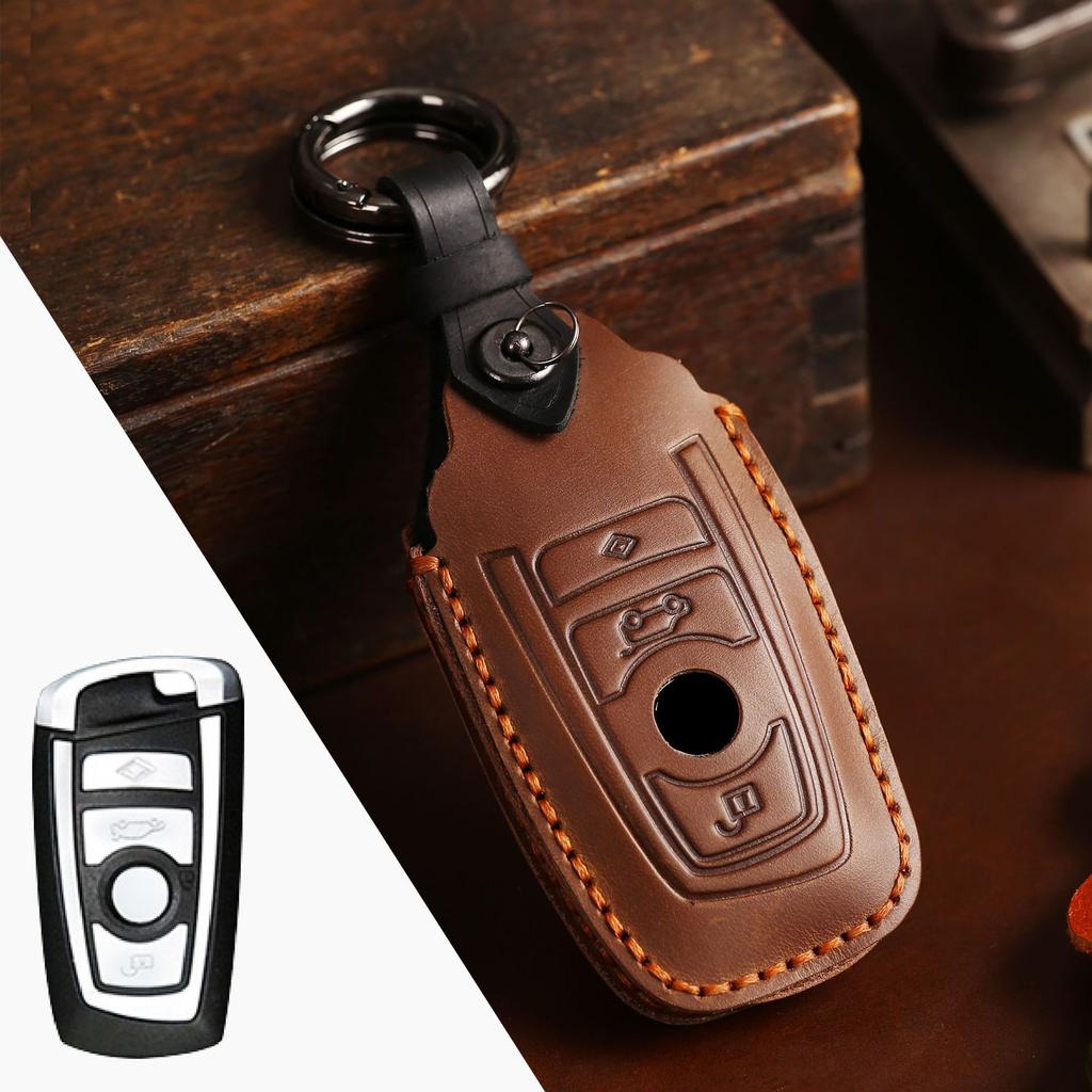2 3 Tasten Leder Auto Schlüsselhülle Abdeckung Set für BMW 520 F10 F30 F18 118i 320i 1 3 5 7 Serie X3 F25 X4 M3 M5 Schlüsselanhänger Zubehör