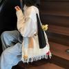 Yogodlns Simple Relaxed Knitted Bag Summer New Commuter Versatile Shoulder Bag Contrasting Hollow Out Shopper Tote Handbags