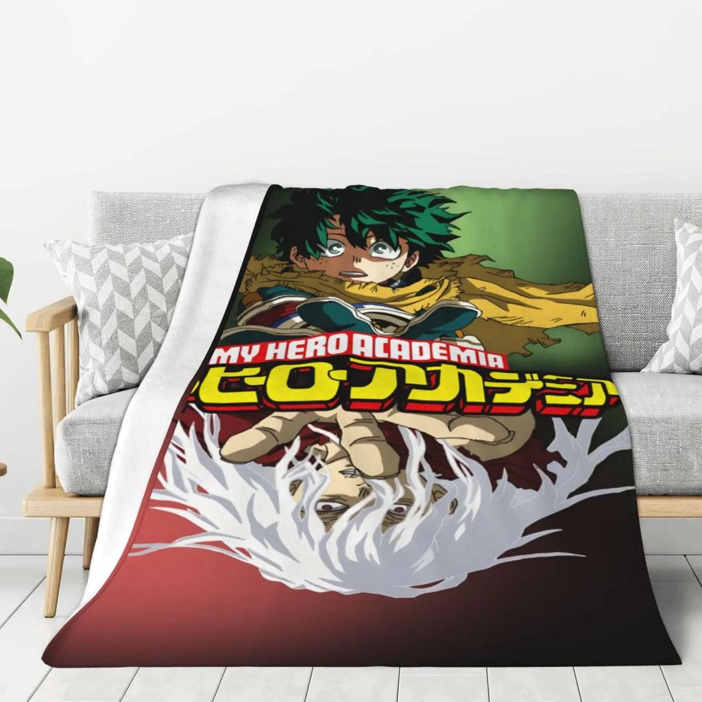 My H-hero Academia Cartoon Printed Blanket Warm Flannel Blankets Soft and Comfortable Blanket Home Travel Blanket Birthday Gift