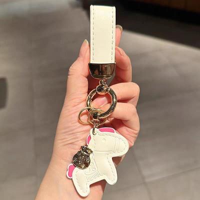 Leather Charms Cartoon Pony Pendant Keychain Bag Pendant Creative Lucky Horseback Money Bag Keyring Accessories  Year Gift