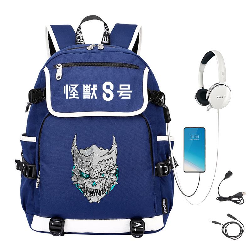 Monster No. 8 Peripheral Personalized Printed Backpack with USB Interface Cross-border Korean Edition Student Leisure School Bag
