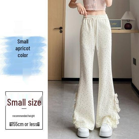 Lace Bow Floral High-Waisted Wide-Leg Summer 2026 Women's Casual Pants