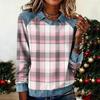 Damenmode Ausgestelltes Langarm Denim Patchwork Sweatshirt Mit Aufdruck Lässiger Pullover Top