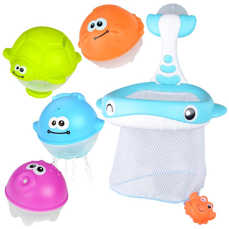 4pcs Bath Little Animals Floating Water Toys w// Fishing Net Children Toy 8C