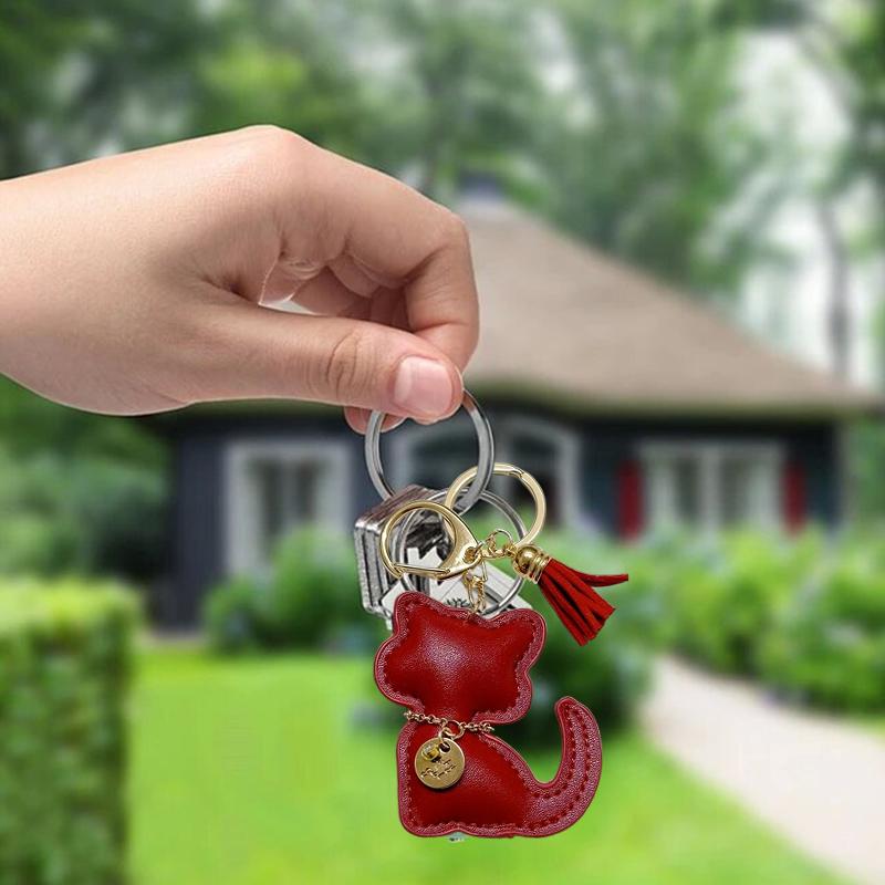 1PC Key Rings Cute Cartoon Gifts For Girls Cat Keychain Fashion PU Leather Key With Tassels Bags Multiple Options Available