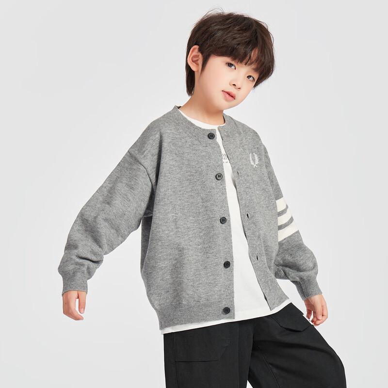 Duoduojia Boys' Preppy Style Round Neck Cardigan Sweater