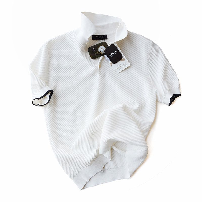 Pure Cotton Polo Shirt Short-Sleeved Men s Summer Shirt Slim Fit Lapel T-Shirt Export Casual All-Cotton Collared T-Shirt White L