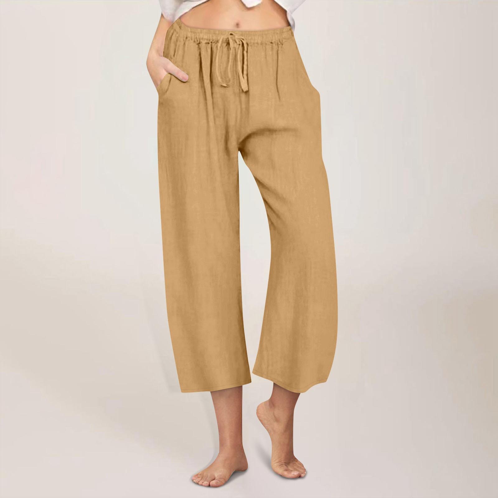 

Женские повседневные прямые брюки, однотонные повседневные брюки на 9 очков с карманами XL жёлтый