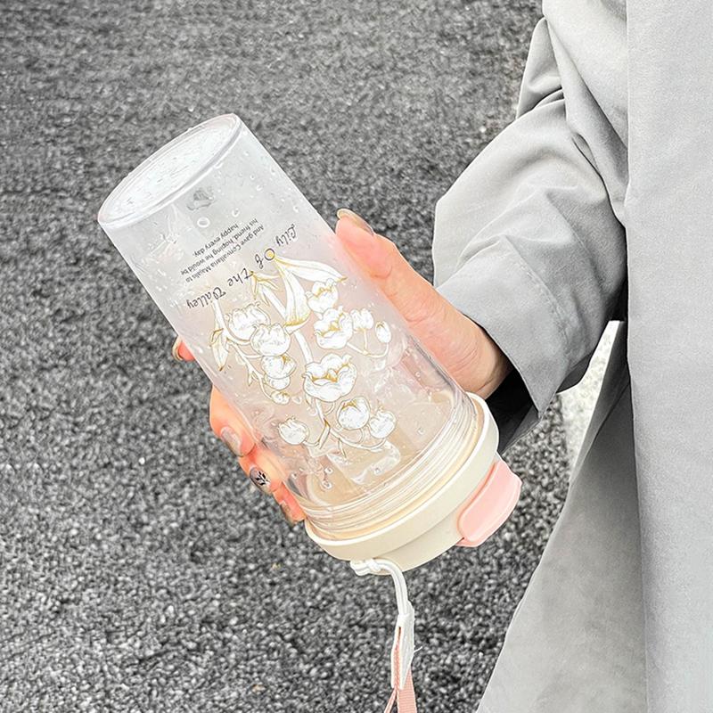 Neue doppelte Kunststoff-Wasserflasche 600ML Mit Teefilter BPA-frei Auslaufsicher Für Frauen Outdoor Büro Sommer