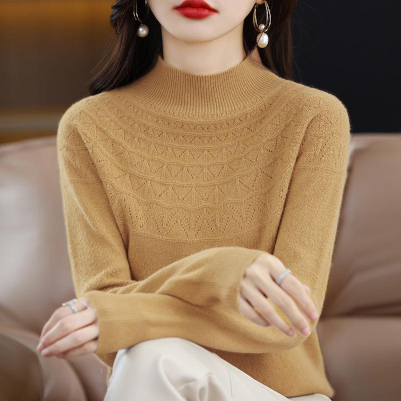 

Уютный шикарный женский свитер с длинным рукавом и полуворотом, мягкие, дышащие повседневные свитера 2XL хаки