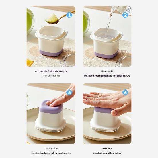 Silicone Ice Cube Mold with Lid Reusable Ice Ball Maker Large Flexible Ice