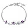 925 Silver Plated Love Heart Bracelet for Women with Double Diamonds Elegant Jewelry Gift