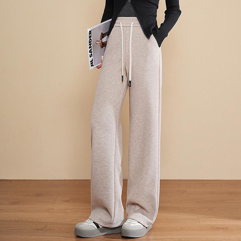 Thickened Woolen Wide-Leg Women'S Pants Autumn And Winter New Elastic Waist Loose Drape Wool Straight Casual Pants