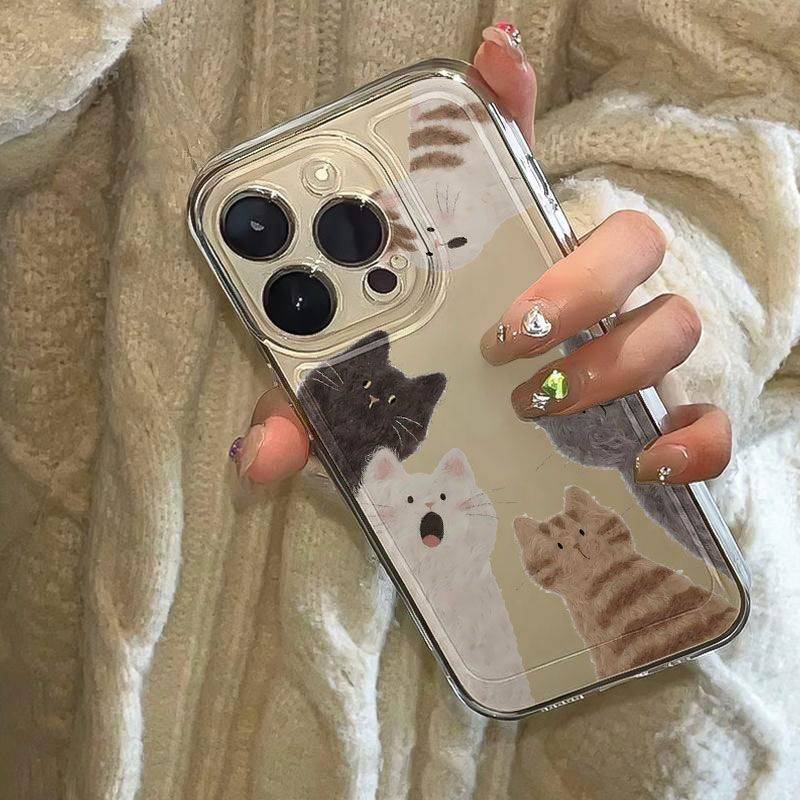 Shocking Cat Pattern Phone Case for IPhone 17 12 16 14 13 11 15 Pro Max IPhone 16 15 14 Plus Transparent Phone Soft Case