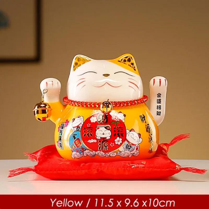 4.5" Ceramic Maneki Neko with Battery-Powered Waving Arm - Lucky Home Centerpiece Gift Box (Durable, Eco-Friendly, Easy to Use)